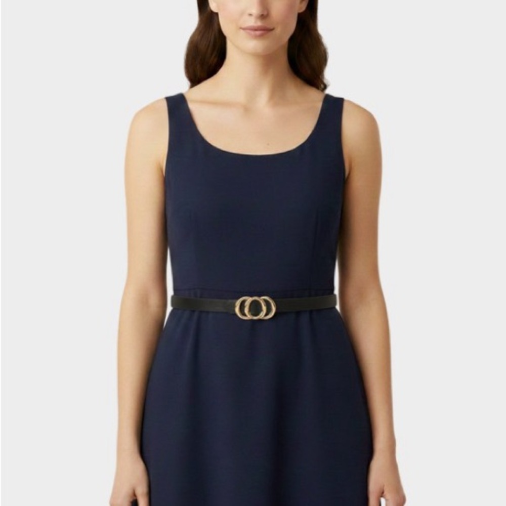 Gold Ring Black Vegan Leather Belt (U414) - Picture 4 of 4